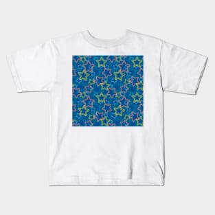 Multicolored star silhouettes with dotted border Kids T-Shirt